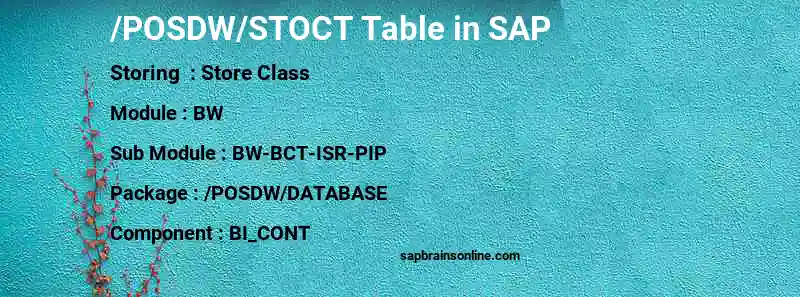 SAP /POSDW/STOCT table