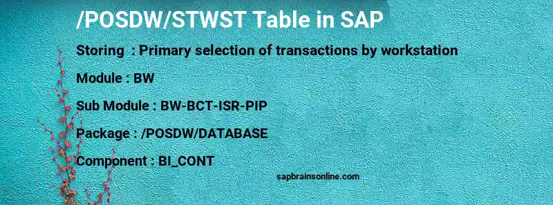 SAP /POSDW/STWST table