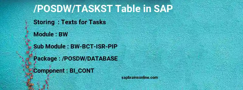 SAP /POSDW/TASKST table