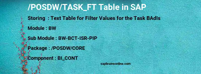 SAP /POSDW/TASK_FT table