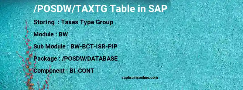 SAP /POSDW/TAXTG table