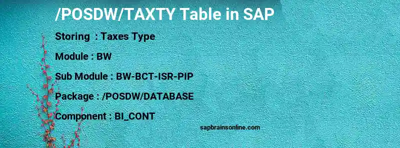 SAP /POSDW/TAXTY table