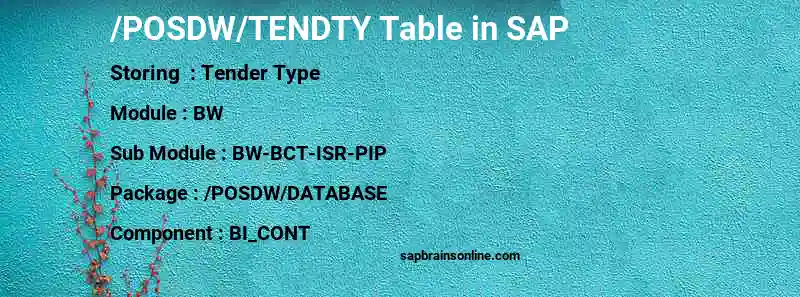 SAP /POSDW/TENDTY table