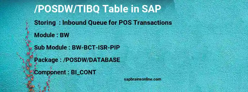 SAP /POSDW/TIBQ table