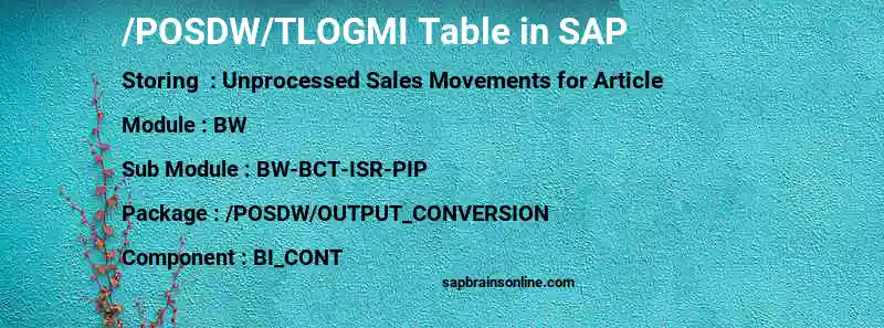 SAP /POSDW/TLOGMI table