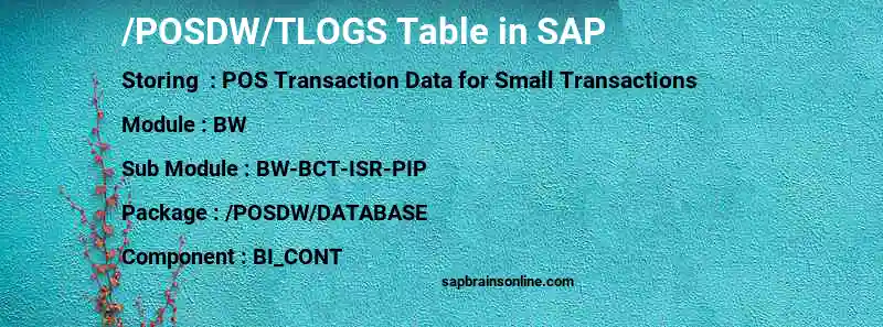 SAP /POSDW/TLOGS table