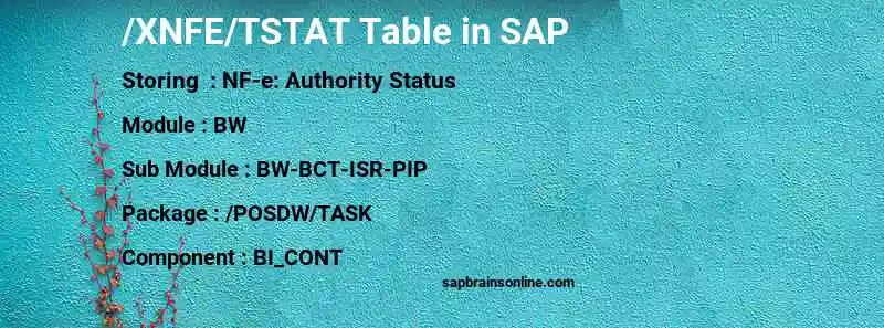 SAP /XNFE/TSTAT table
