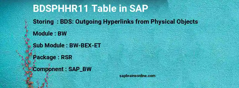 SAP BDSPHHR11 table