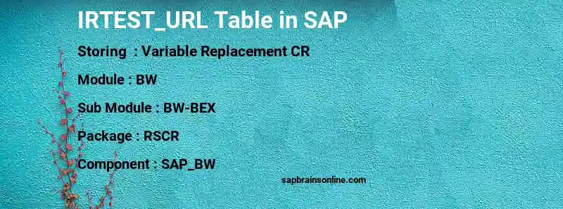 SAP IRTEST_URL table