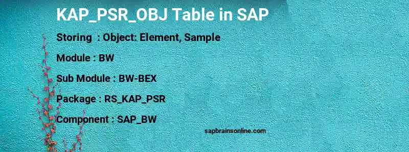 SAP KAP_PSR_OBJ table