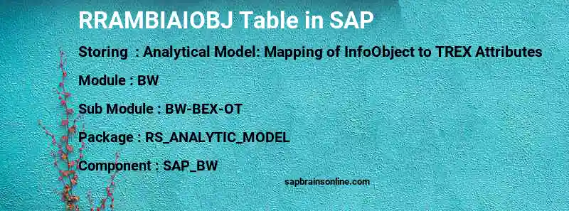 SAP RRAMBIAIOBJ table