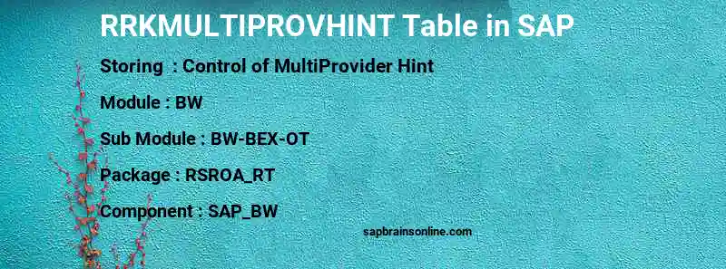 SAP RRKMULTIPROVHINT table