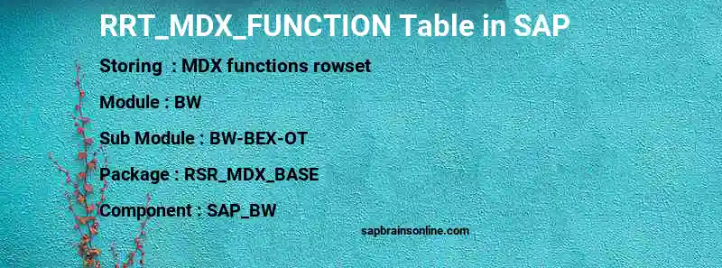 SAP RRT_MDX_FUNCTION table