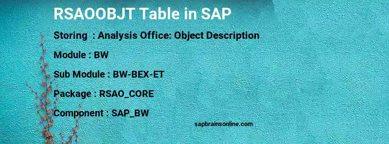 SAP RSAOOBJT table