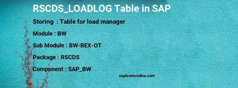 SAP RSCDS_LOADLOG table