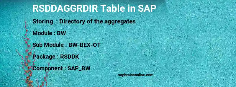 SAP RSDDAGGRDIR table
