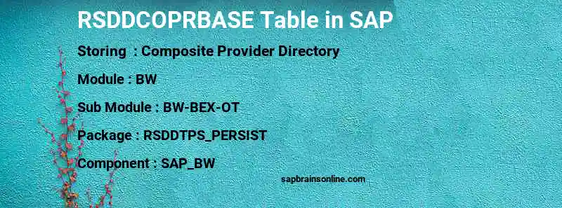 SAP RSDDCOPRBASE table