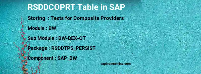SAP RSDDCOPRT table