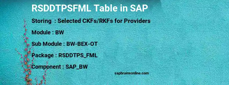 SAP RSDDTPSFML table