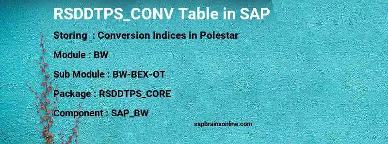 SAP RSDDTPS_CONV table