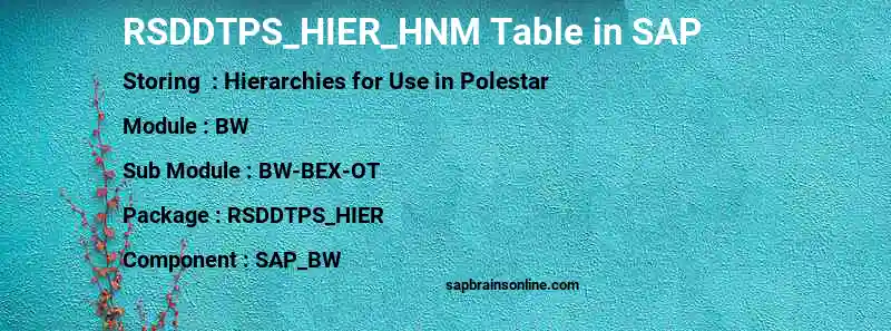 SAP RSDDTPS_HIER_HNM table