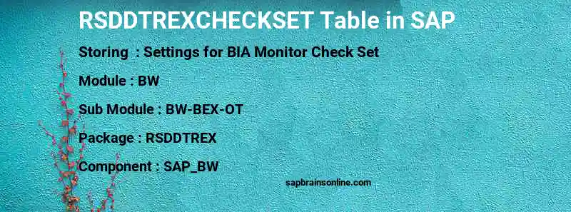 SAP RSDDTREXCHECKSET table