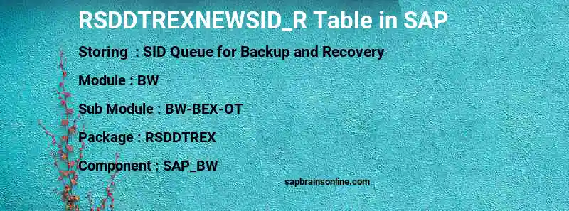 SAP RSDDTREXNEWSID_R table