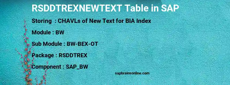 SAP RSDDTREXNEWTEXT table