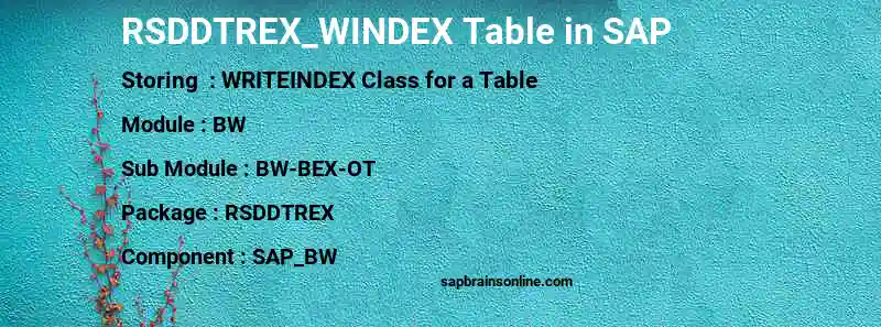 SAP RSDDTREX_WINDEX table
