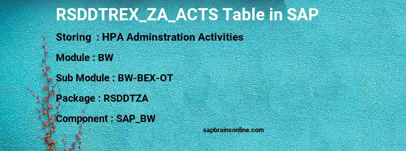 SAP RSDDTREX_ZA_ACTS table