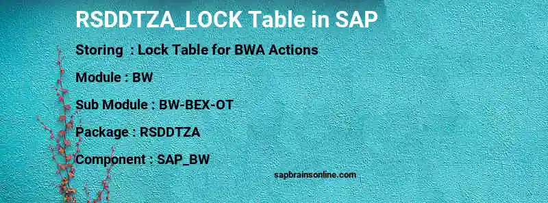 SAP RSDDTZA_LOCK table