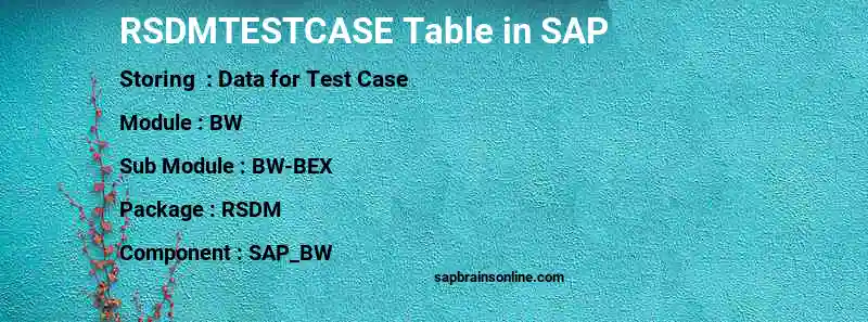 SAP RSDMTESTCASE table