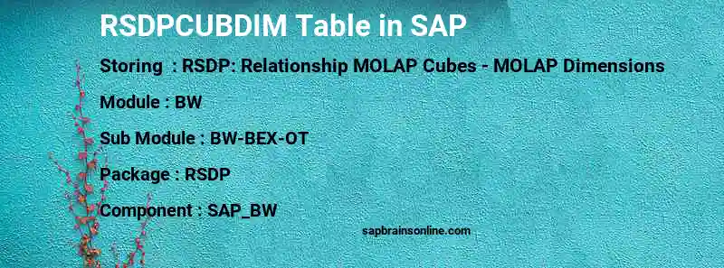 SAP RSDPCUBDIM table