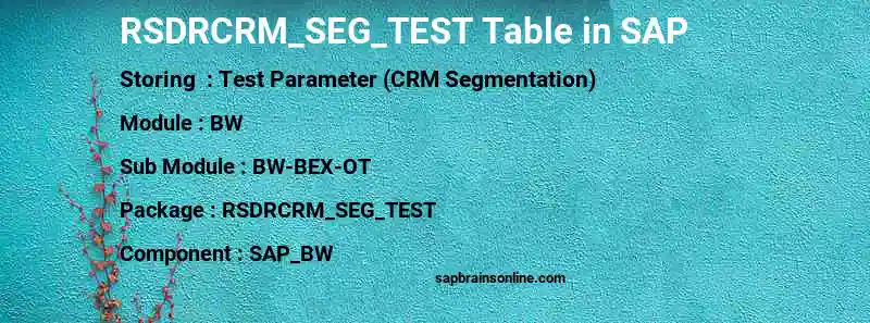 SAP RSDRCRM_SEG_TEST table