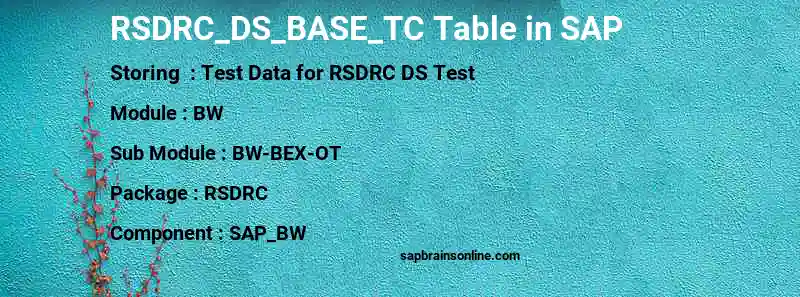 SAP RSDRC_DS_BASE_TC table