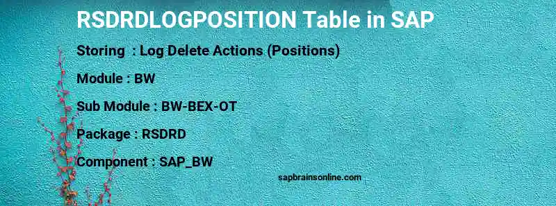 SAP RSDRDLOGPOSITION table