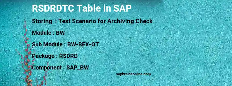 SAP RSDRDTC table
