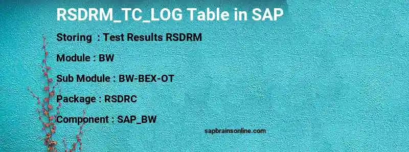 SAP RSDRM_TC_LOG table