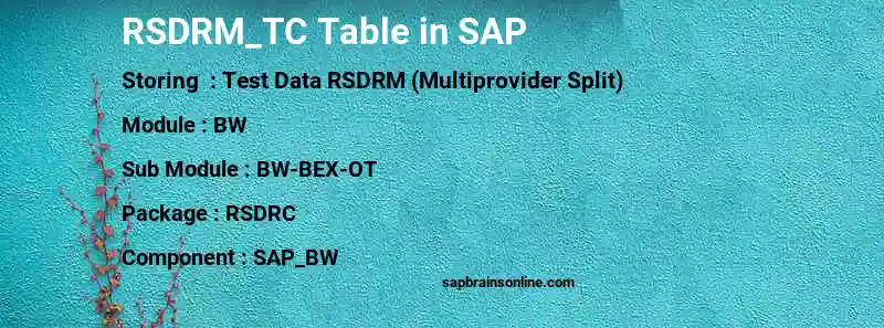 SAP RSDRM_TC table