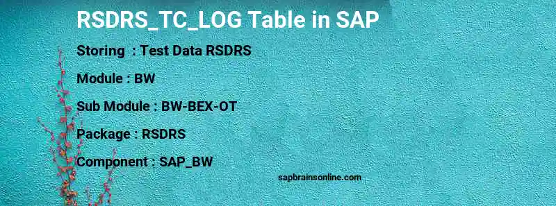 SAP RSDRS_TC_LOG table