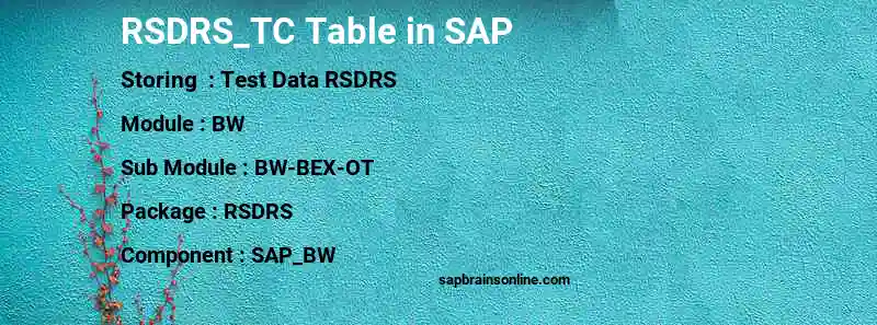 SAP RSDRS_TC table