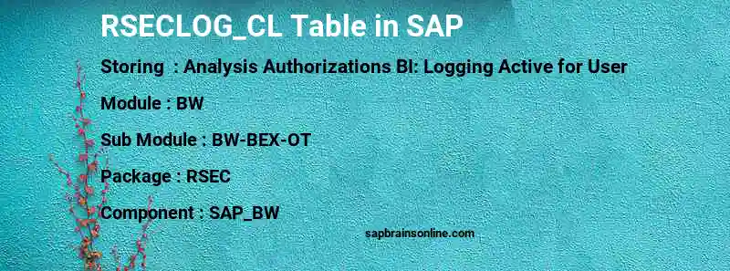 SAP RSECLOG_CL table