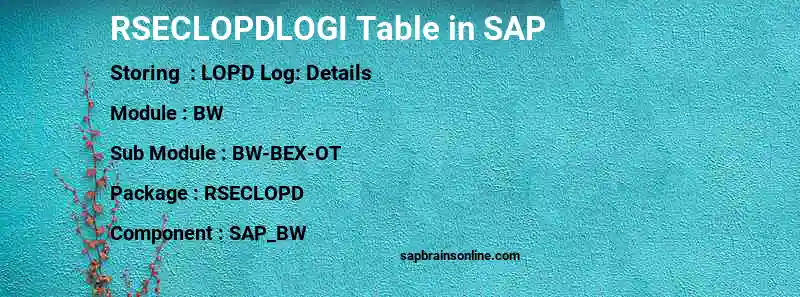 SAP RSECLOPDLOGI table