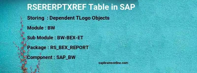 SAP RSERERPTXREF table
