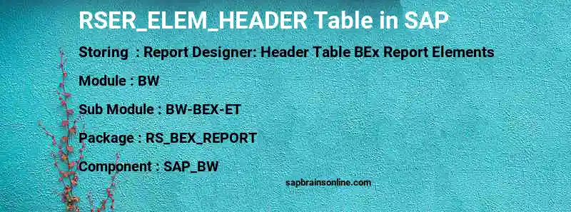 SAP RSER_ELEM_HEADER table