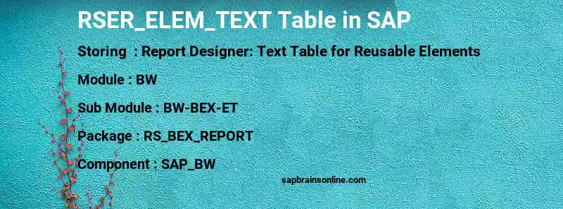 SAP RSER_ELEM_TEXT table