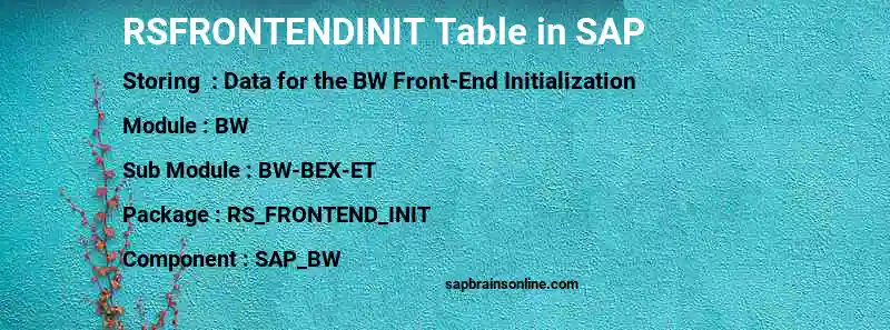 SAP RSFRONTENDINIT table