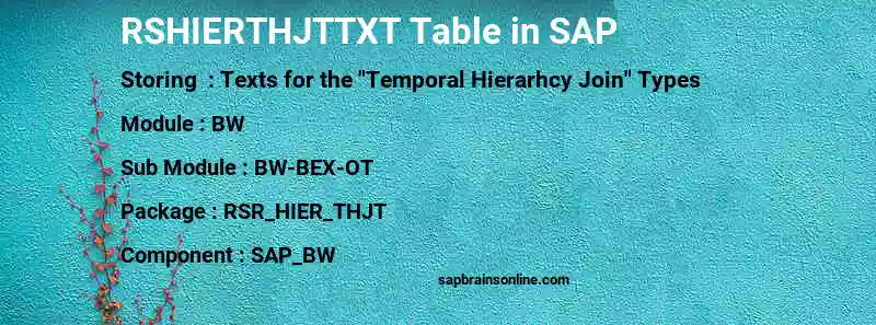 SAP RSHIERTHJTTXT table