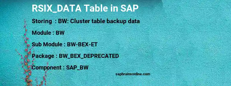 SAP RSIX_DATA table
