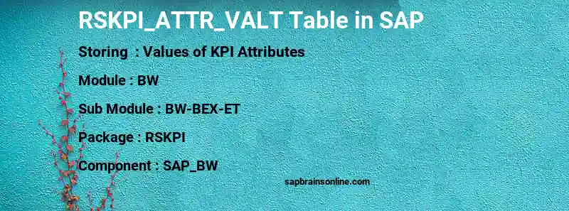 SAP RSKPI_ATTR_VALT table